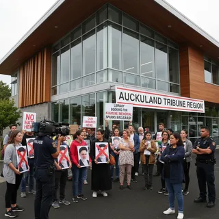 Auckland library with signs in English and Te Reo Māori, venue for controversial memorial event
