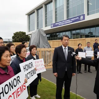 A statue commemorating WWII 'comfort women' victims in a Takapuna reserve, with the Japanese Embassy opposing its erection.