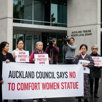 Auckland local board members in a meeting room discussing a controversial statue proposal.