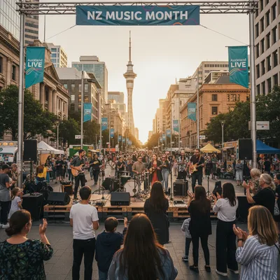 Auckland music celebration with free pop-up gigs and concerts across the city centre.