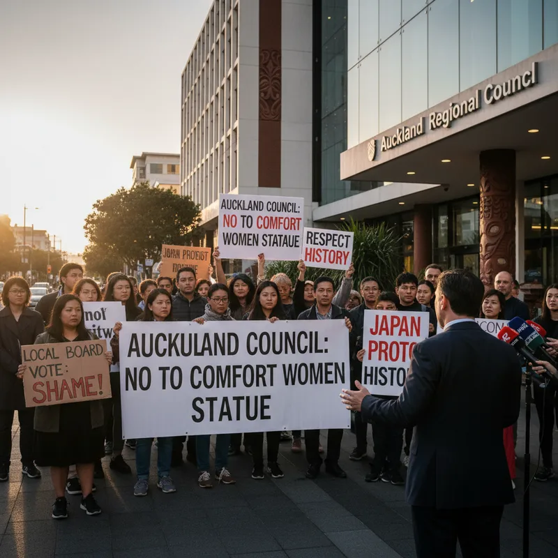 Auckland local board members vote against installing a comfort women memorial statue.