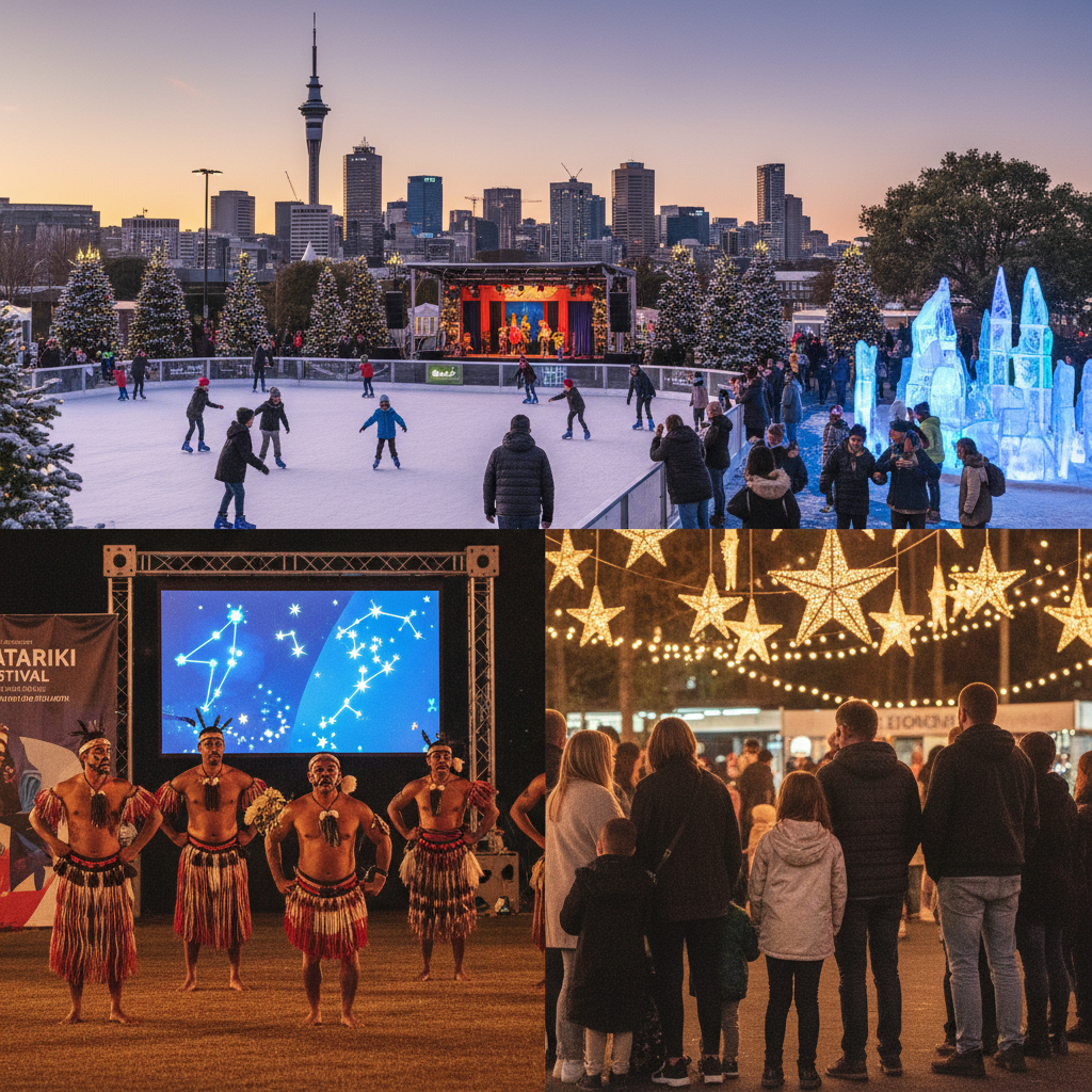 Warm lifestyle photo of Auckland's vibrant winter events calendar, featuring community programmes and arts, in natural colors.