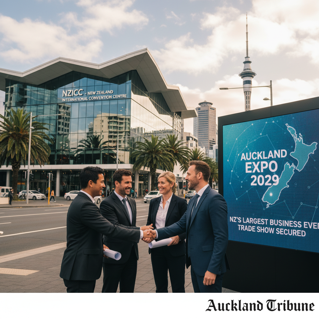 A business news photograph from Auckland Tribune