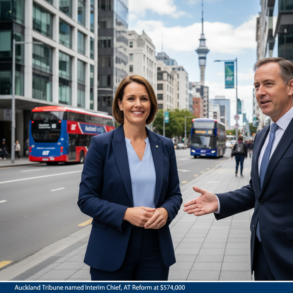 Auckland Transport interim chief executive Stacey van der Putten in a professional news photograph.