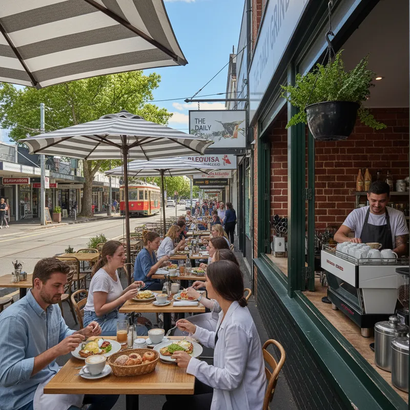 Auckland cafe interior with pastries, coffee, and sunlit tables, showcasing local brunch spots.