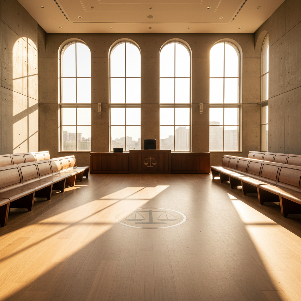 Editorial illustration accompanying: Digital Tools Transform Public Access to Court Records