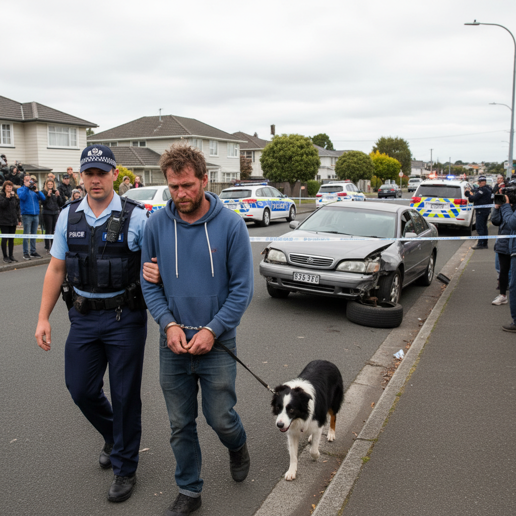 A crime news photograph from Auckland Tribune