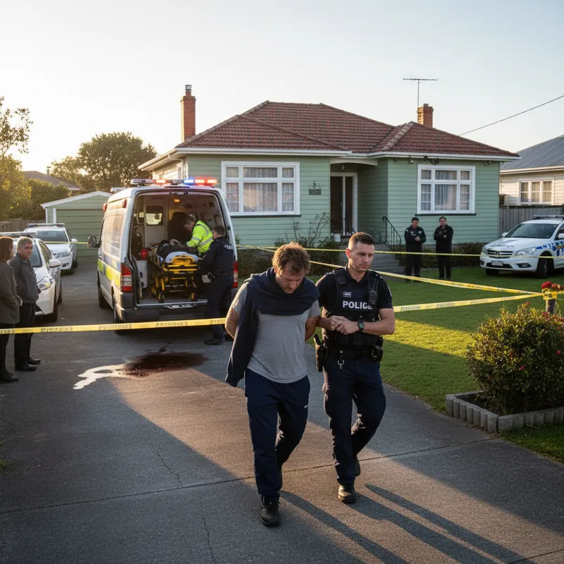 Police at a West Auckland residence after a serious incident, one person critically injured.